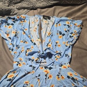 Lulu's Blue Floral Jumpsuit